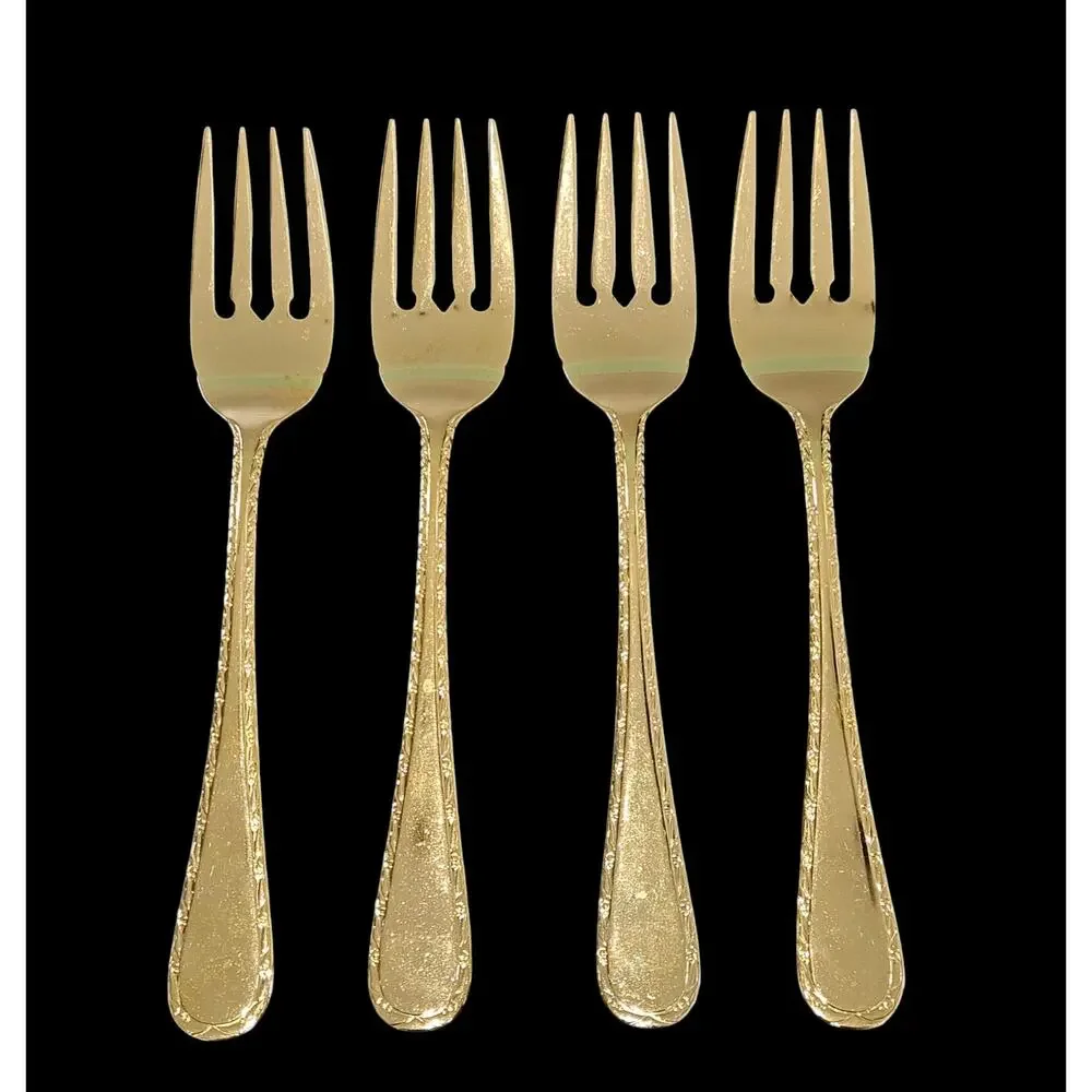 Vtg Towle Supreme Cutlery Stainless Gold Color Electroplated Service for‎ 4